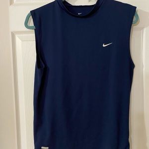 Nike Dri Fit sleeveless Mock Neck Tee swoosh logo